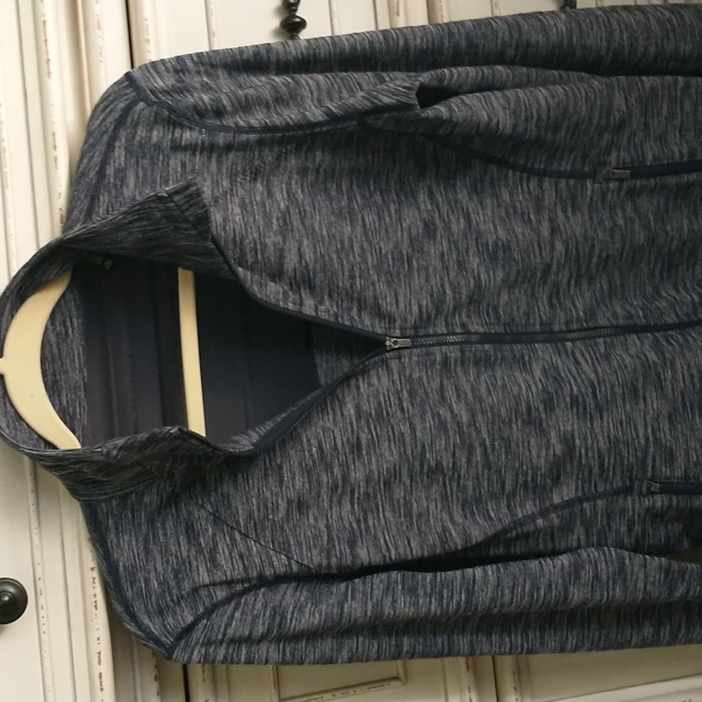 EUC Victoria's Sport Jacket, L, Dk Navy/Grey, Full Zip, Mesh Back, Thumb Holes